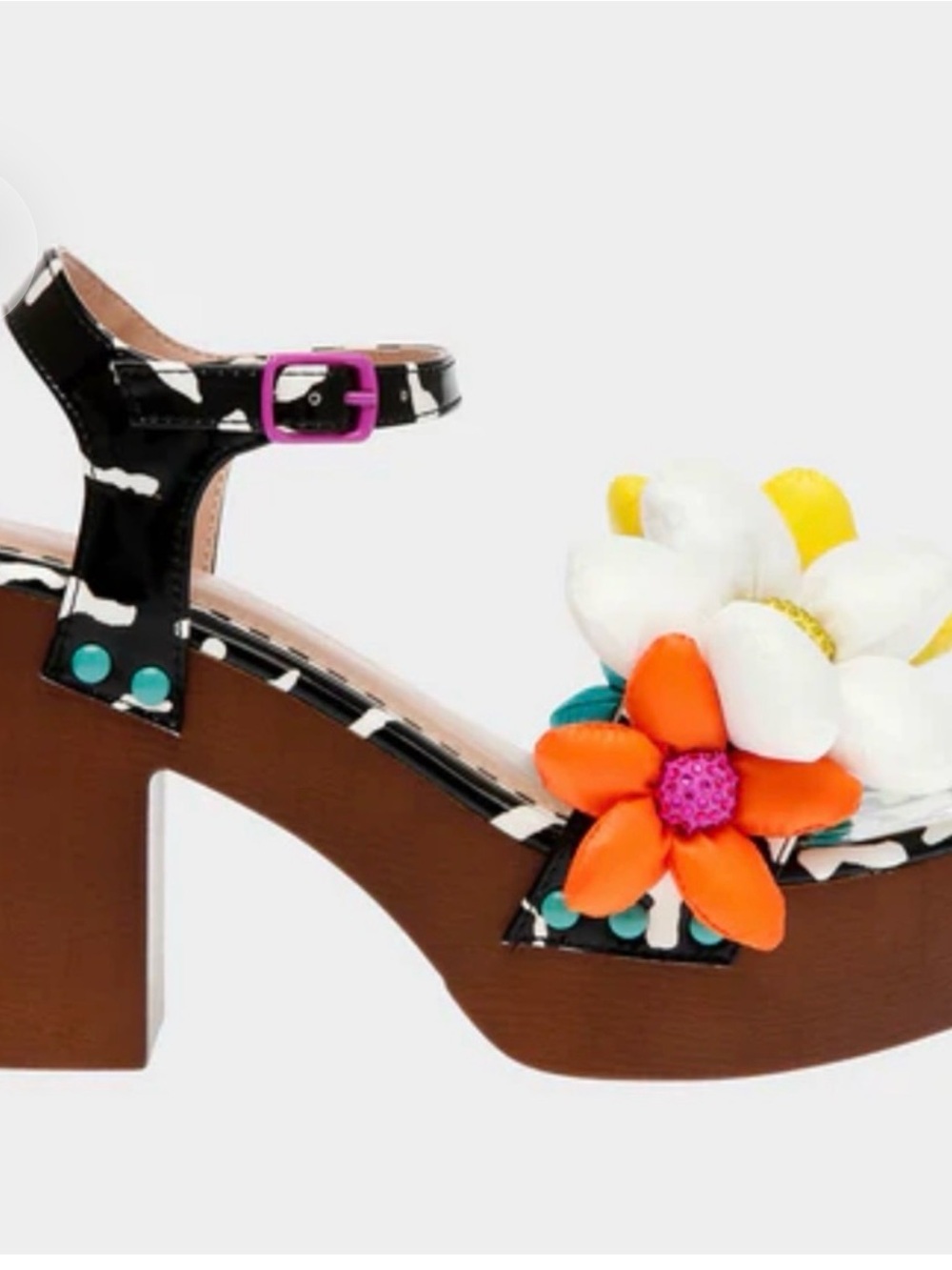 Chunky Floral Platform Sandals with Colorful Accent Betsey Johnson